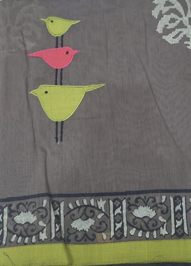 Chanderi silk cotton - applique CTAP001