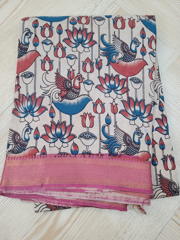 Nellore Silk blue pink birds